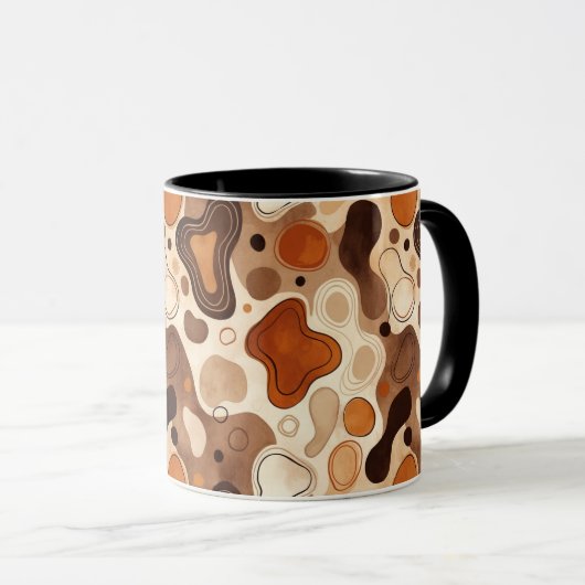 Earthy Fluid Shapes Mug – Minimal Abstract Style Mok (Voorkant rechts)