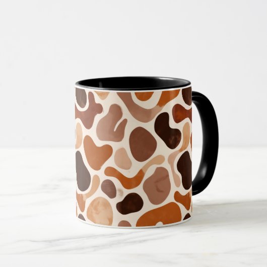 Earthy Fluid Shapes Mug – Minimal Abstract Style Mok (Voorkant rechts)