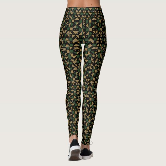 Earthy Geometric Mosaic Pattern Leggings (Achterkant)