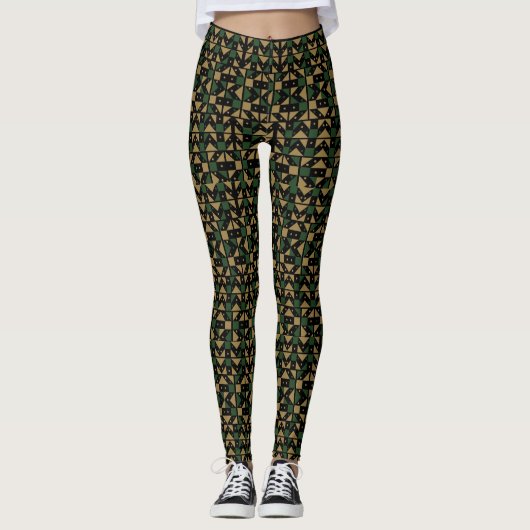 Earthy Geometric Mosaic Pattern  Leggings (Voorkant)