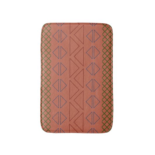 Earthy Geometric Pattern Badmat (Voorkant Verticaal)