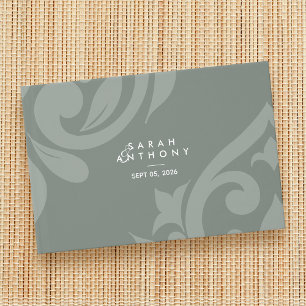 Earthy Green Photo Damask Elegant Classic Mariage