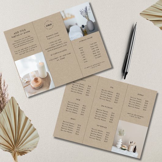 Earthy Kraft Kijk Logo Business Trifold Brochure