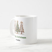 Earthy Leopard Christmas Trees Personalized Mug (Devant gauche)
