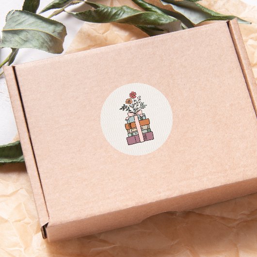 Earthy Minimal Boho Wild Flower Book Themed Ronde Sticker