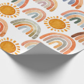 Earthy Modern Boho Rainbow en Sun Cadeaupapier (Hoek)