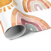 Earthy Modern Boho Rainbow en Sun Cadeaupapier (Rol Hoek)