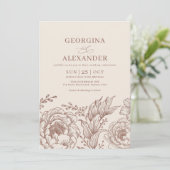 Earthy Modern  Botanische Terracotta Wedding Kaart (Staand voorkant)