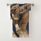 Earthy Navy Blue Marble Agate Silver Glitter 1 Bad Handdoek (Insitu)