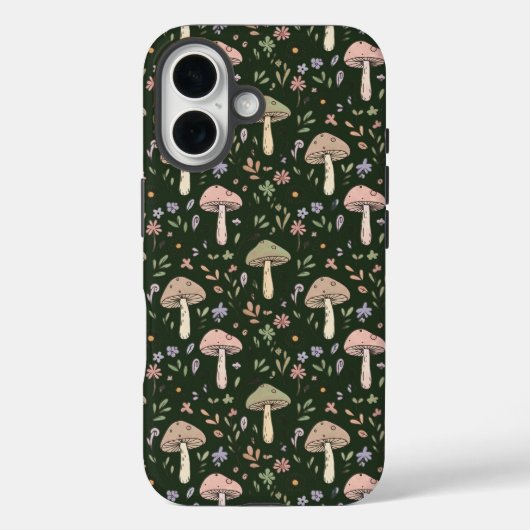 Earthy Olive Green Fungi Seamless Pattern Boho Case-Mate iPhone Case (Achterkant)