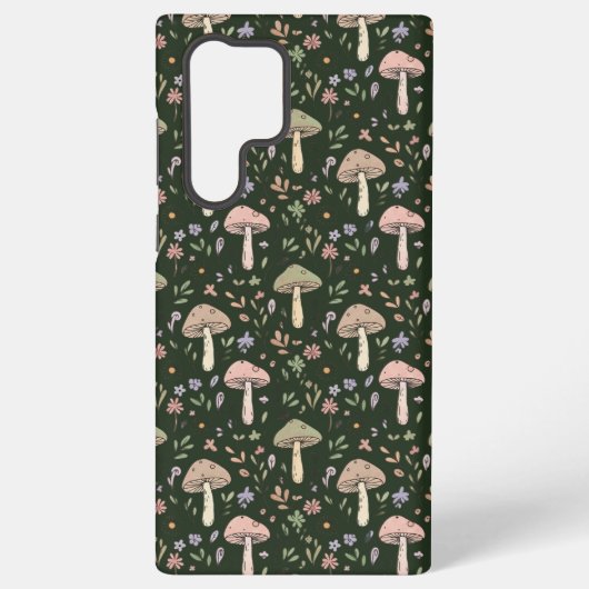 Earthy Olive Green Fungi Seamless Pattern Rustic Samsung Galaxy Hoesje (Achterkant)