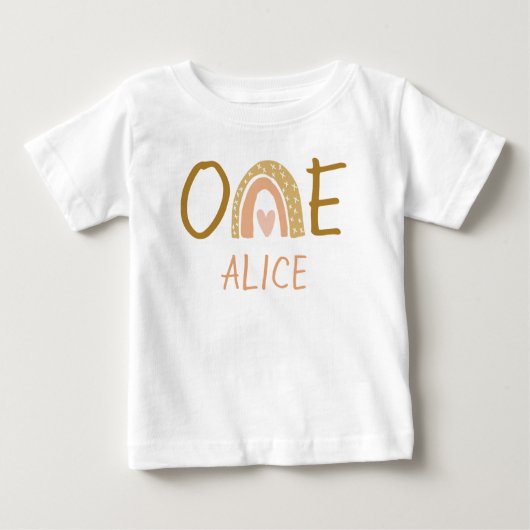 Earthy Rainbow 1st Birthday Girl Baby T-shirt (Voorkant)