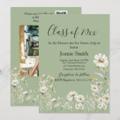 Earthy Sage & Botanical Greenery Graduation Kaart (Voorkant / Achterkant)