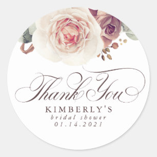 Earthy Shade Flowers Elegant Hartelijk dank Ronde Sticker