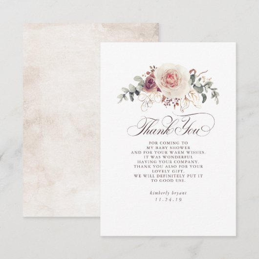 Earthy Shades Floral Baby shower Hartelijk dank Bedankkaart (Voorkant / Achterkant)