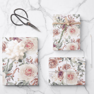 Earthy Shades Floral Botanical Waterverf Patroon Inpakpapier Vel