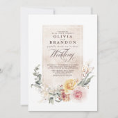 Earthy Shades Flowers Boho Elegant Wedding Kaart (Voorkant)
