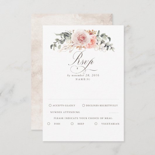 Earthy Shades Foliage Boho Wedding RSVP (Devant / Derrière)
