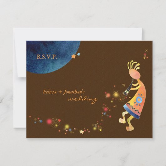 Earthy Starry Kokopelli Wedding RSVP (Devant)