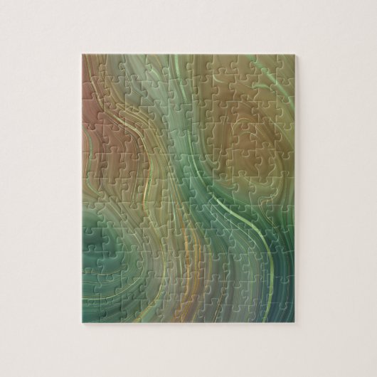 Earthy Strata | Emerald Green Brown Gold Agate Legpuzzel (Verticaal)