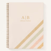 Earthy Stripes | Boho Chic Personalized Monogram Notitieboek (Voorkant)