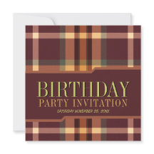 Earthy Tartan Plaids Anniversaire Fête Invitations