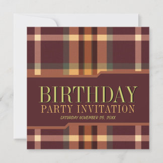 Earthy Tartan Plaids Anniversaire Fête Invitations