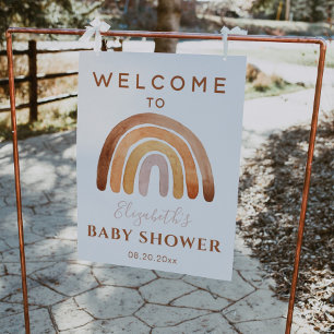 Earthy Tone Boho Rainbow Baby shower Welkom Poster