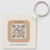Earthy Tone Logo QR Code Double Sided Keychain (Achterkant)