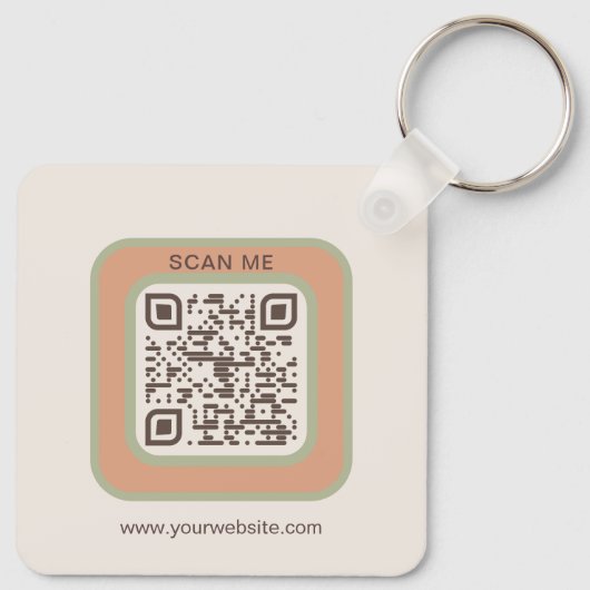 Earthy Tone Logo QR Code Double Sided Keychain (Achterkant)