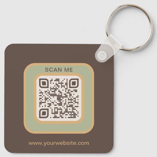 Earthy Tone Logo QR Code Double Sided Keychain (Achterkant)
