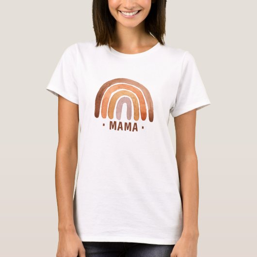 Earthy Tone Waterverf Boho Mama T-shirt (Voorkant)