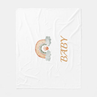 Earthy Tone Waterverf Boho Rainbow "Baby" Fleece Deken
