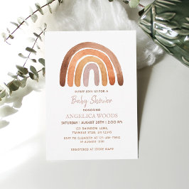Earthy Tone Waterverf Boho Rainbow Baby shower Kaart