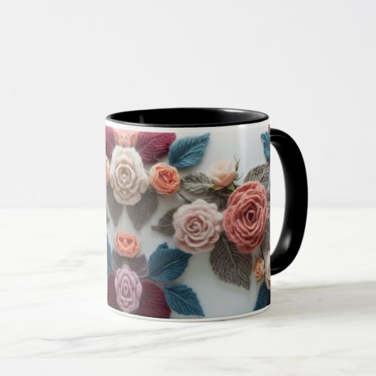 Earthy Tones Knitted Rose Combo Mug | Rustic Wool  (Devant droit)