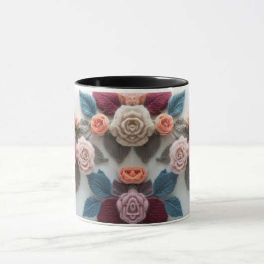 Earthy Tones Knitted Rose Combo Mug | Rustic Wool  Mok (Midden)