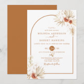  Earthy Tones Roos Boho Pampas Grass Wedding Invit Kaart (Voorkant / Achterkant)
