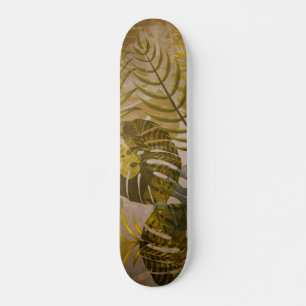 Earthy Tropical Leaves Patroon Skateboard