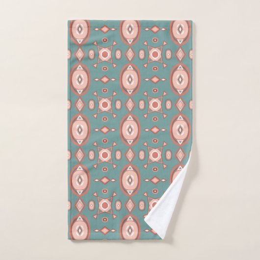 Earthy Warm Geometric Boho Pattern Bath Towel Set Bad Handdoek (Handdoek)