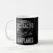 Easily Distracted By Airplanes Funny Plane Lovers  Koffiemok (Links)