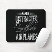 Easily Distracted By Airplanes Funny Plane Lovers  Muismat (Met muis)