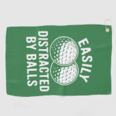 Easily Distracted by Balls Funny Golf Ball Golfer Golfhanddoek (Horizontaal)