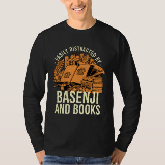 Easily Distracted By Basenji And Books Angari Dog T-shirt