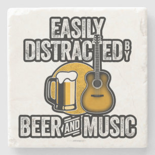 Easily Distracted by Beer and Music Stenen Onderzetter