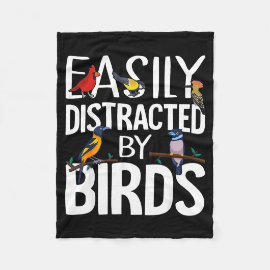 Easily Distracted By Birds Funny Bird Lover &amp;  Fleece Deken (Voorkant)