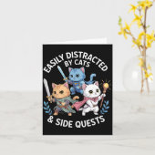 Easily Distracted By Cats &amp; Side Quests Funny  Kaart (Gele Bloem)