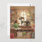 Easily Distracted By Cats And Sewing - Cat Sewing Briefkaart (Voorkant / Achterkant)