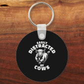 Easily Distracted By Cows Western Highland Cow Sleutelhanger (Voorkant)