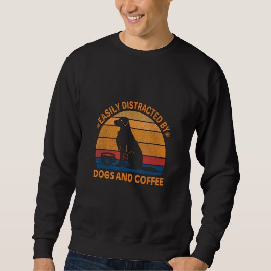 Easily Distracted By Dogs and Coffee Cool Family D Trui (Voorkant)