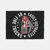 Easily Distracted By Fire Trucks Design  Fleece Deken (Voorkant (Horizontaal))